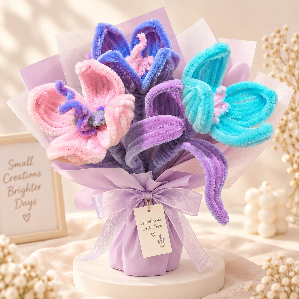 Pastel Chenille Flower Bouquet