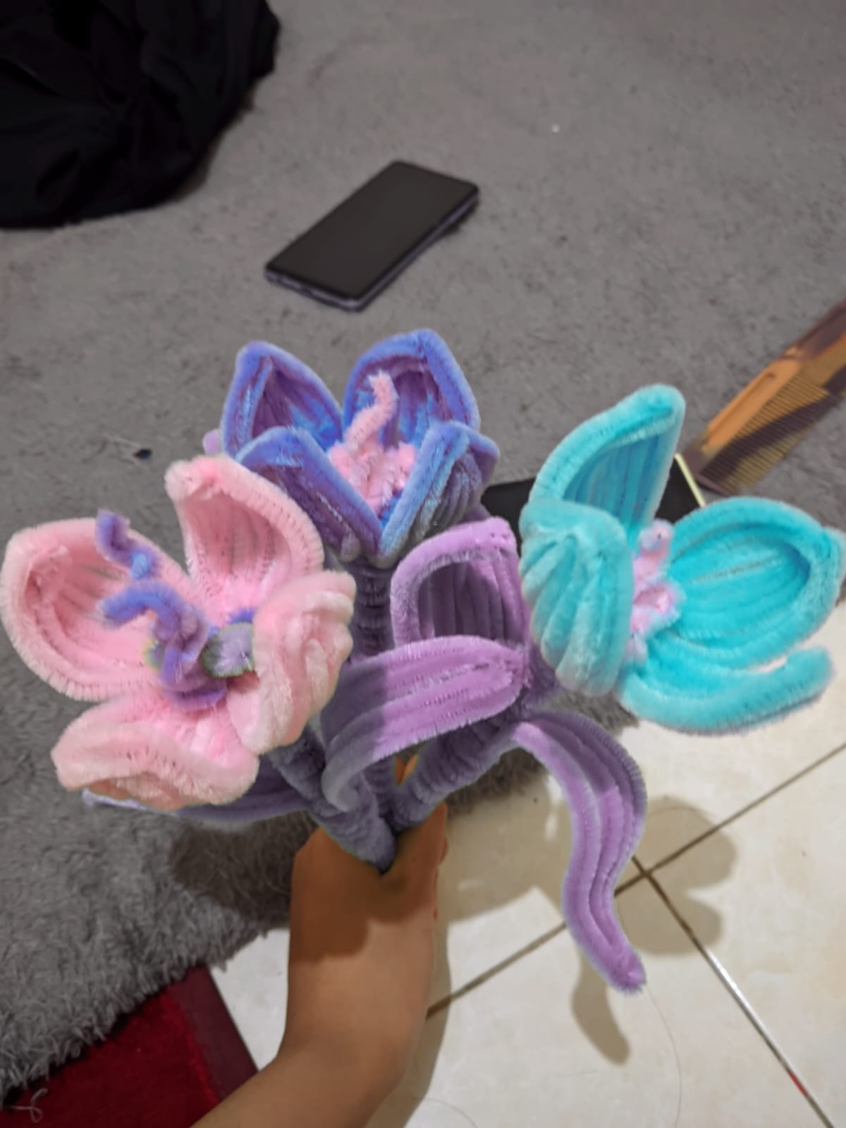 Pastel Chenille Flower Bouquet — 2